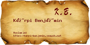 Kárpi Benjámin névjegykártya
