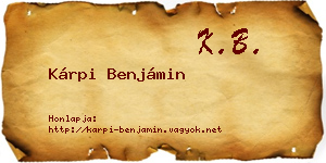 Kárpi Benjámin névjegykártya